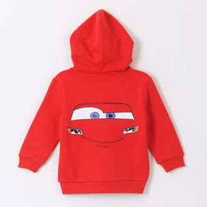 Poler&oacute;n Ni&ntilde;o Hoodie Back Print Rayo Mcqueen Cars Rojo Disney