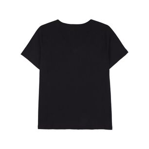 Polera Lisa Aplicaci&oacute;n Strass Manga Corta Cuello V Mujer Geeps