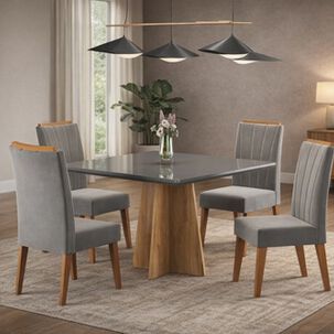 Juego De Comedor 4 Sillas Hera Gris