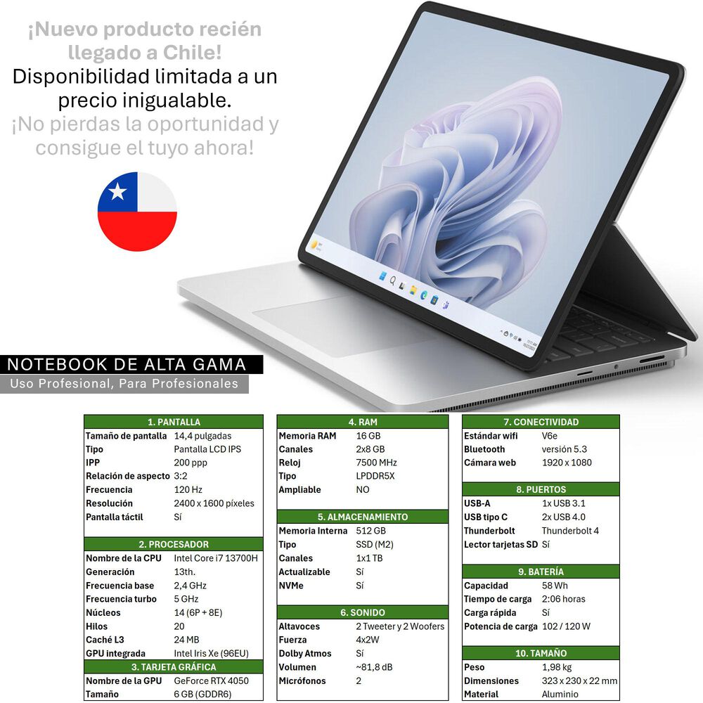 Surface Laptop Studio 2 - Touch I7 13gn 16gb+512gb Geforce 6gb image number 2.0