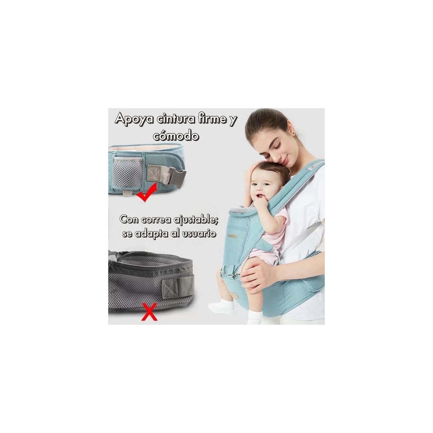 Portabeb&eacute; Ergon&oacute;mico Multifuncional 3 En 1 Lubabycas Menta image number 6.0