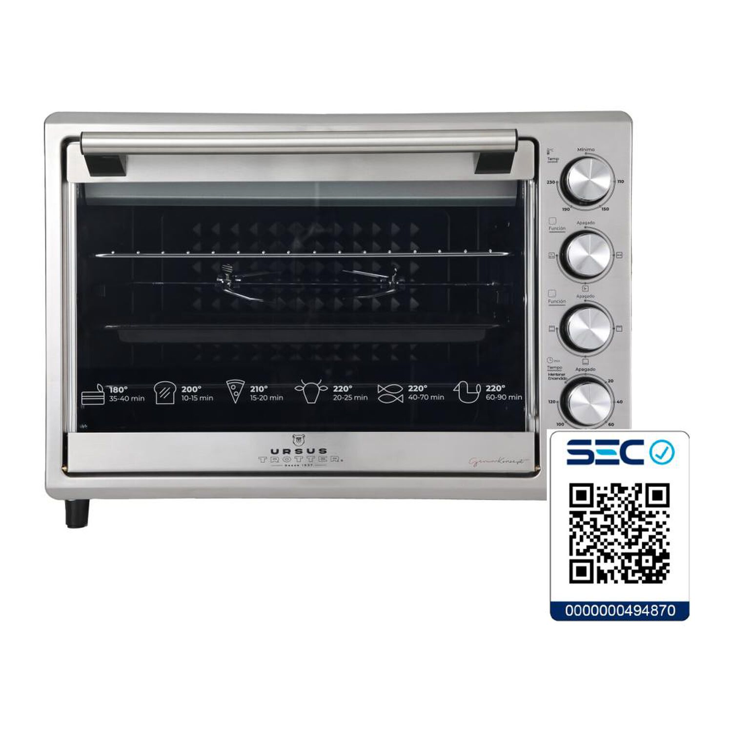 Horno El&eacute;ctrico Ursus Trotter UT-Backofen Pro-i 48l / 48 Litros / 1800W image number 8.0