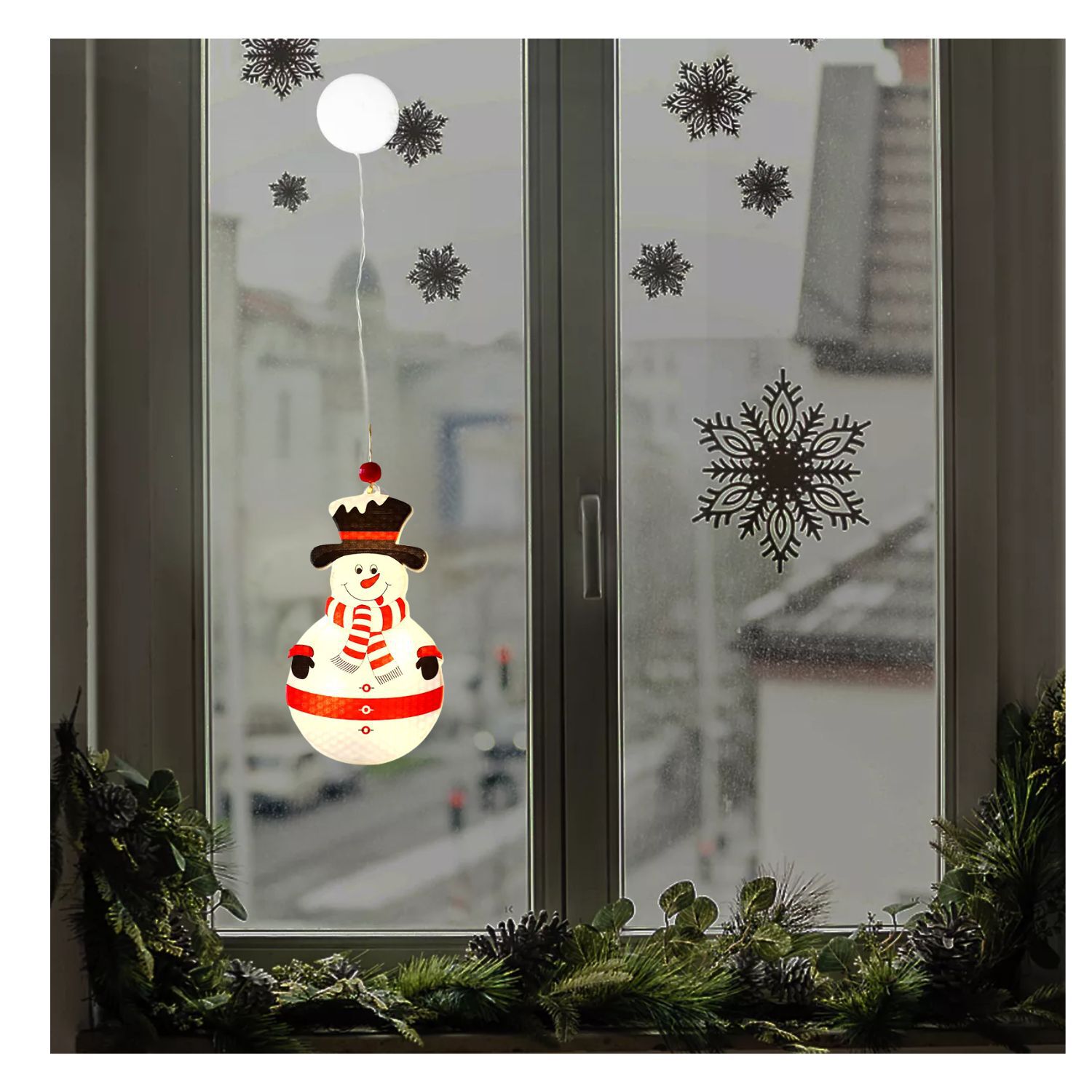 L&aacute;mpara Led Ventosa Con Pilas Forma Mu&ntilde;eco Nieve Decoraci&oacute;n image number 2.0