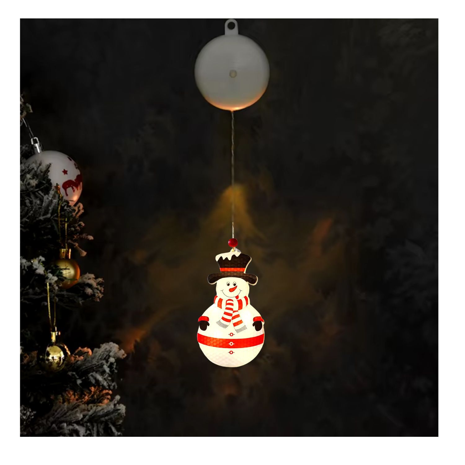 L&aacute;mpara Led Ventosa Con Pilas Forma Mu&ntilde;eco Nieve Decoraci&oacute;n image number 0.0
