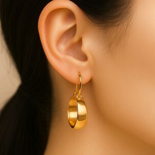 Aros Argolla Bote 2.3cm Largo Oro 18k Colgantes 2.40gr Mujer Elegantes