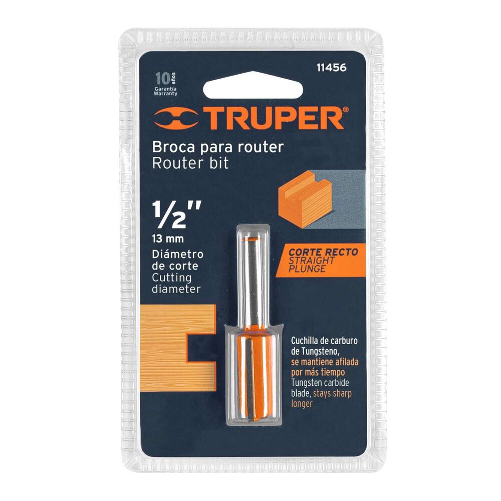 Fresa Recta 2 Filos 1/2" - Truper image number 2.0