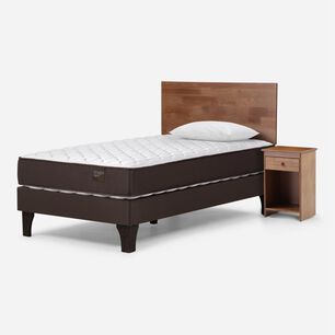 Cama Europea Rosen Ergo T / 1.5 Plazas / Base Normal + Set De Maderas Tabor Caramelo + Almohada Light