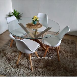 Comedor Warwick 100cm + 4 Sillas Tulip Blanco