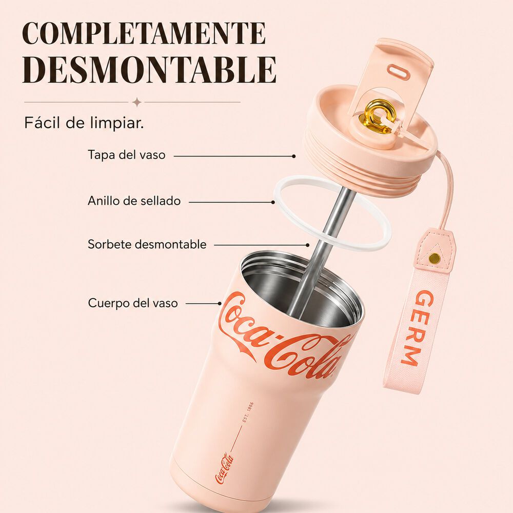 Vaso Mug T&eacute;rmico Germ Coca-cola Pink Inoxidable 700 Ml image number 4.0