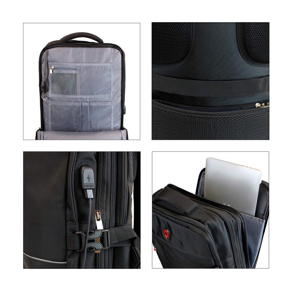 Mochila De Viaje Viral Plus Tipo Maleta Con Usb Swiss Bag Negra image number 3.0