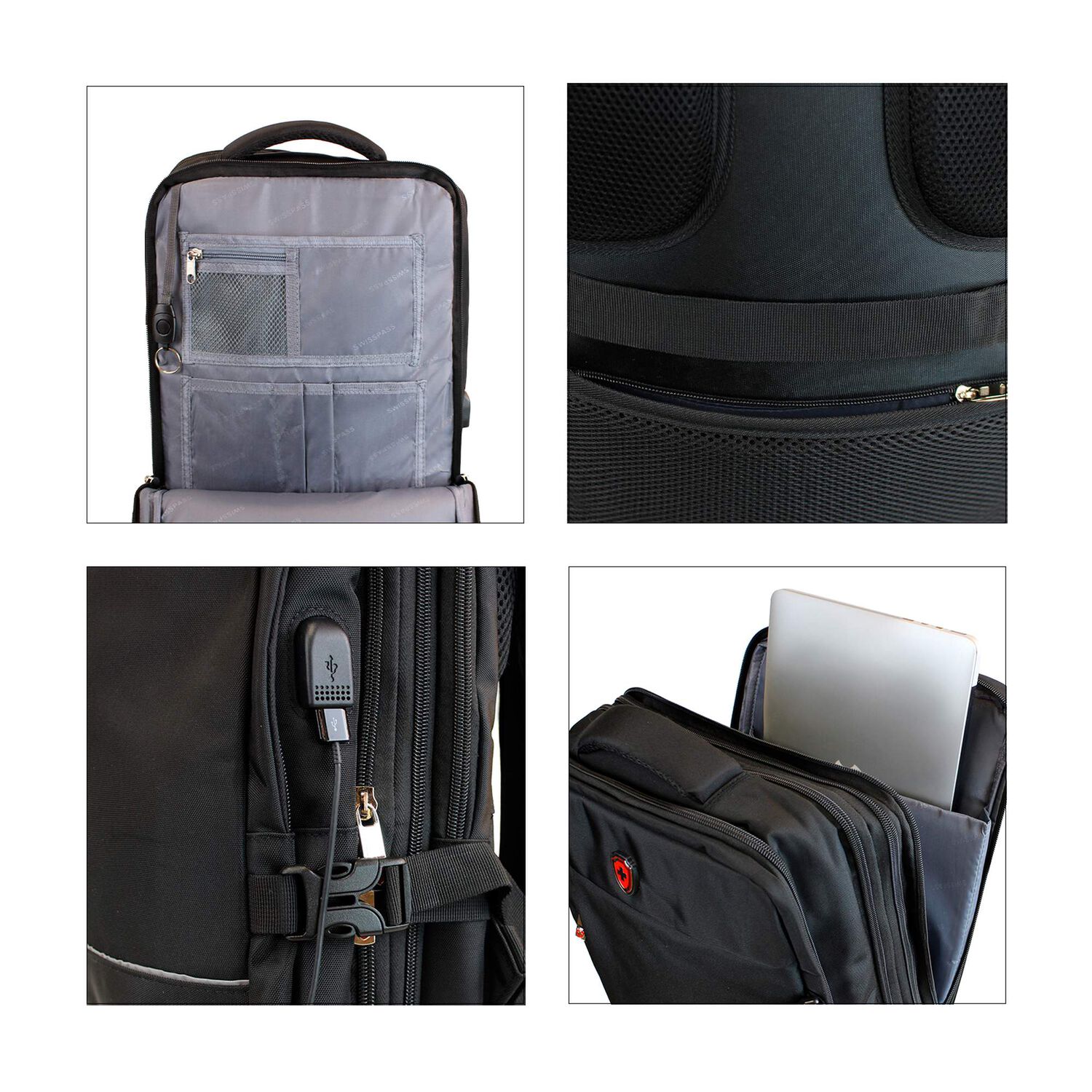 Mochila De Viaje Viral Plus Tipo Maleta Con Usb Swiss Bag Negra image number 3.0