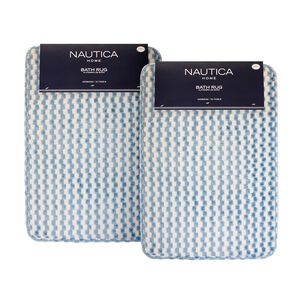 Pack 2 Alfombras De Ba&ntilde;o Nautica Home Memory Foam 40x60 Cm Cuadros Azul