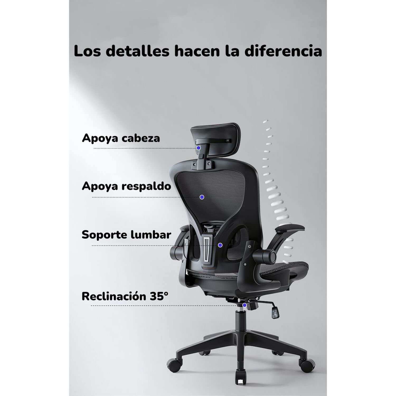 Silla De Escritorio Gris Con Apoya Cabeza W901 By Lubabycas image number 4.0