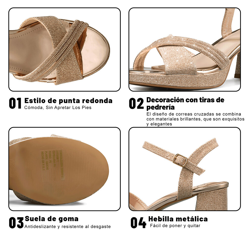 Sandalia Taco De Moda Con Pedrería Mujer Weide You536 image number 7.0