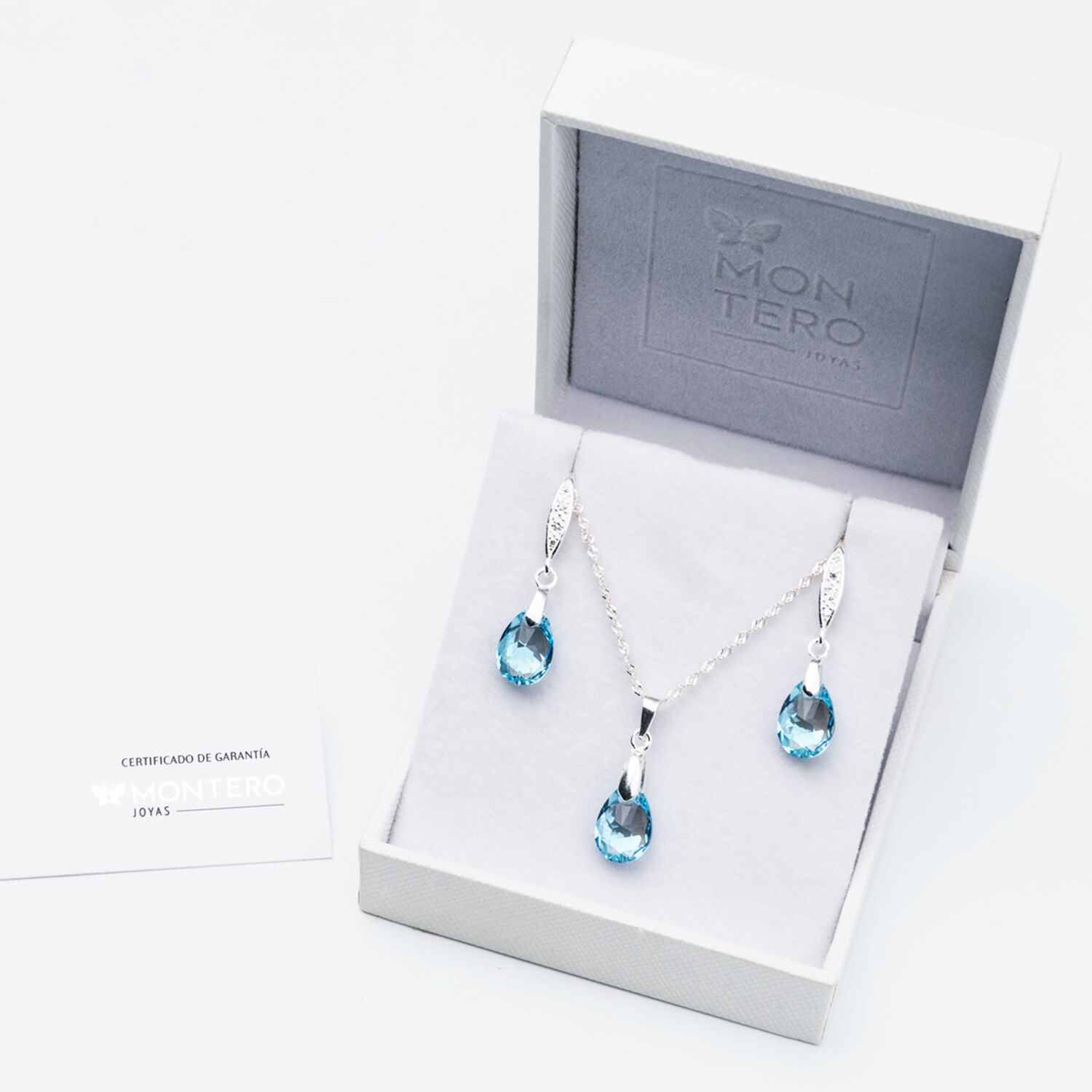 Conjunto Milan Cristales Genuinos Aquamarine image number 2.0