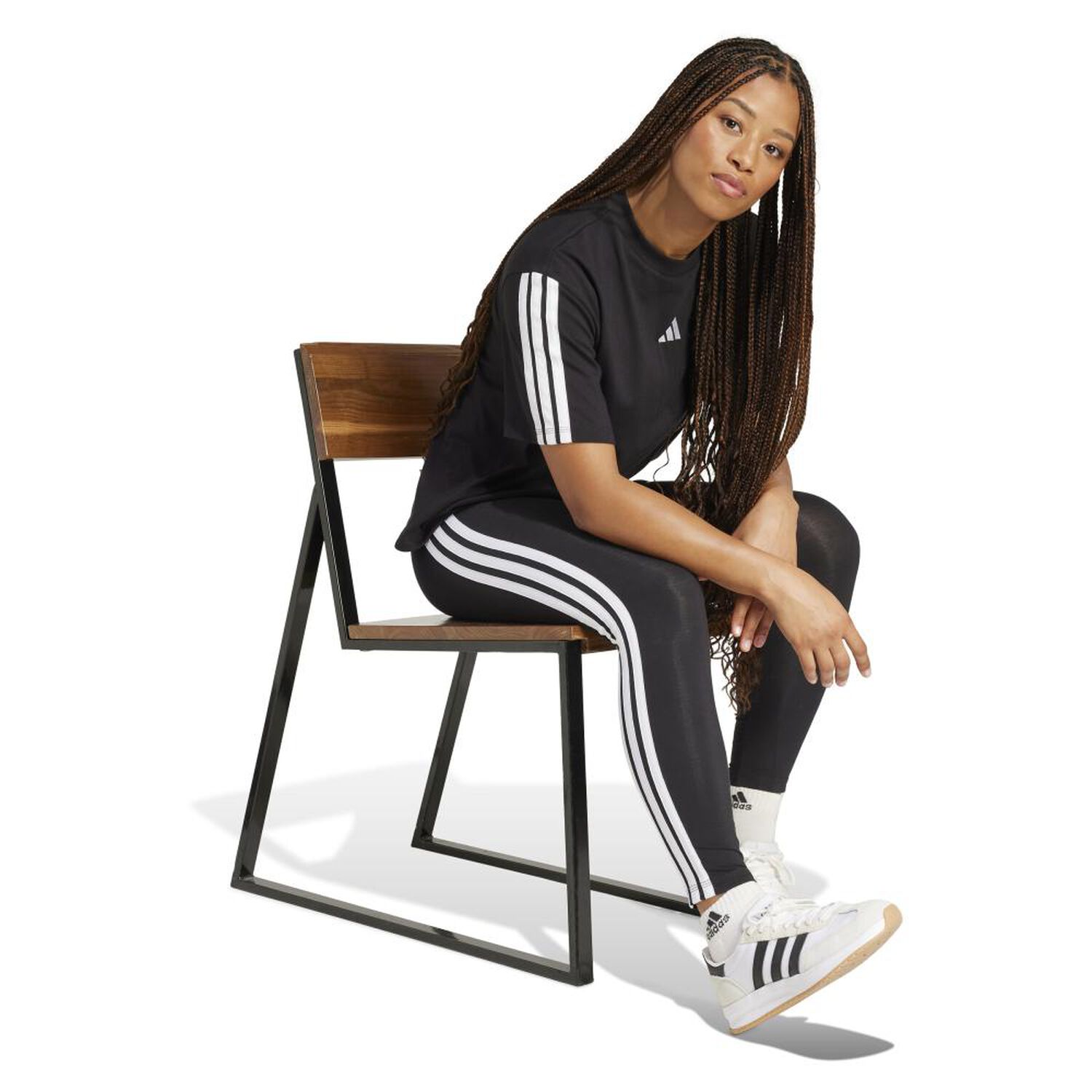 Mallas Mujer Essentials Cotton 3 Bandas Adidas image number 3.0