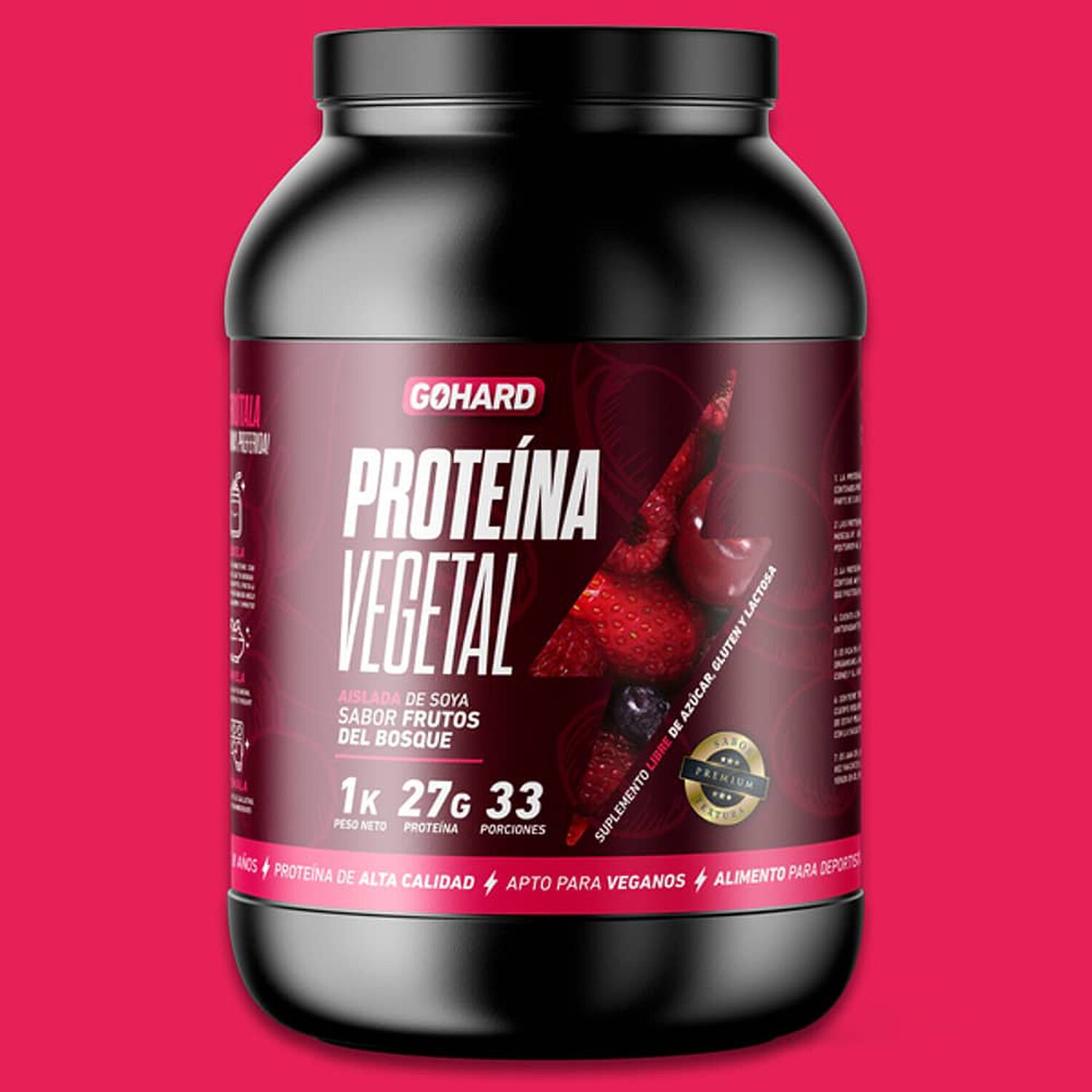 Prote&iacute;na Vegetal Soya Gohard 1kg Sabor Frutos Del Bosque image number 2.0