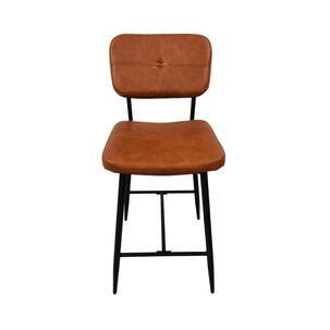 Taburete Alto Bronx 66 Cm Ecocuero Marr&oacute;n Con Estructura Met&aacute;lica Negra