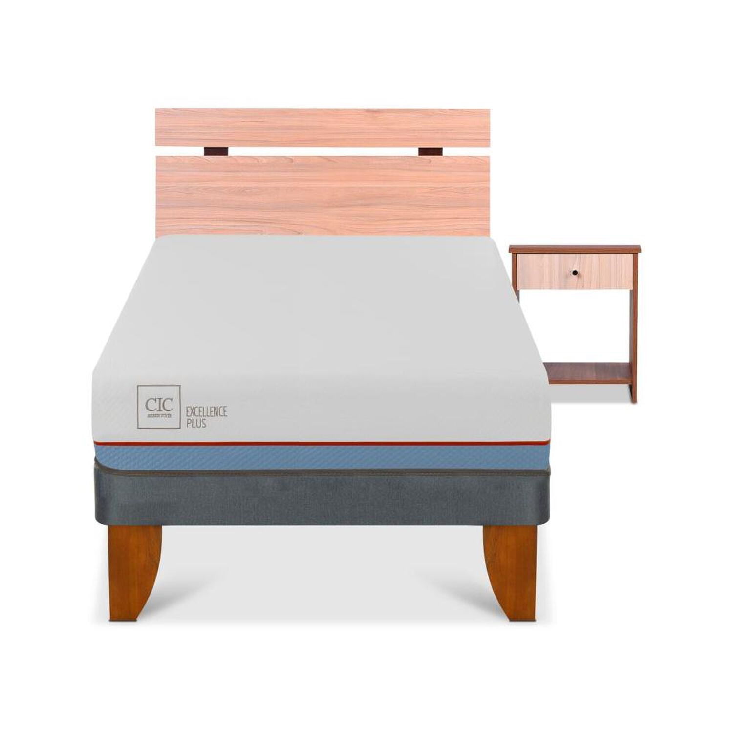 Cama Europea Cic Excellence Plus / 1.5 Plazas / Base Normal + Set De Maderas image number 0.0