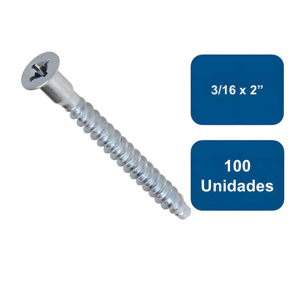 Tornillo Soberbio Zincado 3/16 X 2" 100un. - Anclajes image number 0.0