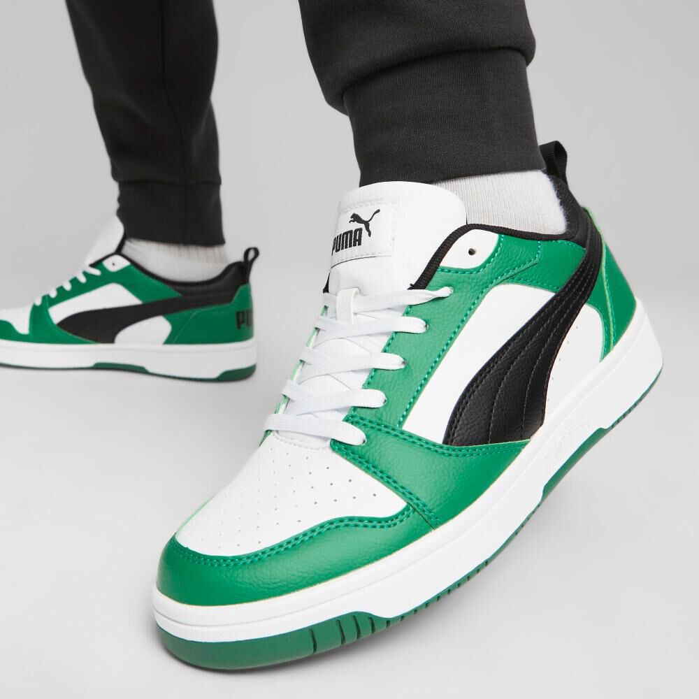 Zapatilla Urbana Hombre Puma Rebound V6 Low Verde/blanco image number 5.0