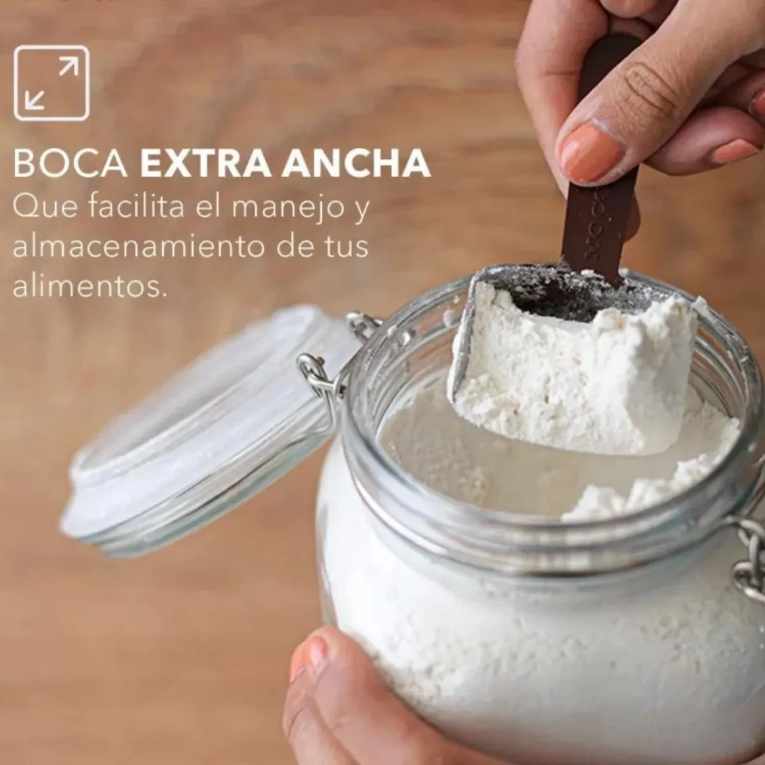 Set 2 Frasco Tapa De Vidrio Hermetica 1000ml + 1400ml Allegra image number 2.0