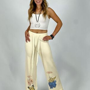 Palazzo Spandex Estampado Flores Y Mariposa