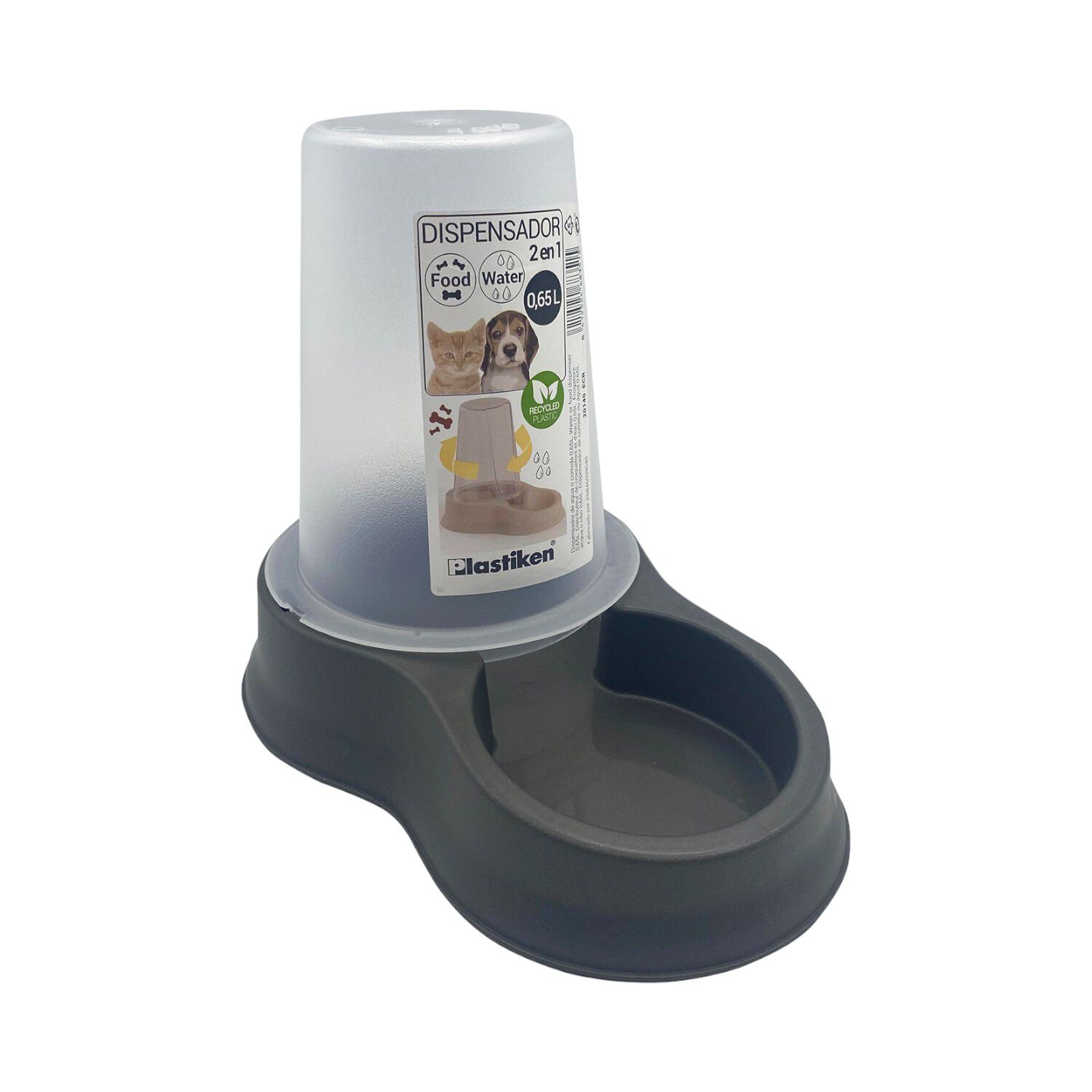 Dispensador Mascota Agua Y Comida 0,65 L Negro Plastiken image number 1.0