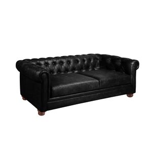 Sofa Florencia 3 Cuerpos Cuero Colorado Negro