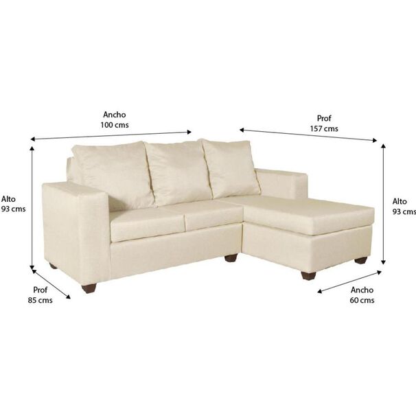 Sof&aacute; Seccional Almore Romano Chaise Longue Derecho / 3 Cuerpos