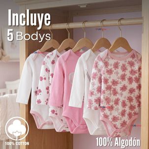 Pack 5 Bodys Manga Larga 100% Algod&oacute;n Beb&eacute; Ni&ntilde;a Koala Dreamer