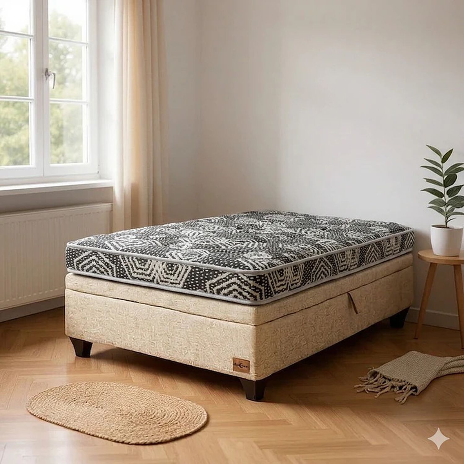 Cama Baul 1.5 Plaza L190 Cm + Colchon Modelo Ideal / Con Patas De 4.5 Cm (beige) image number 0.0