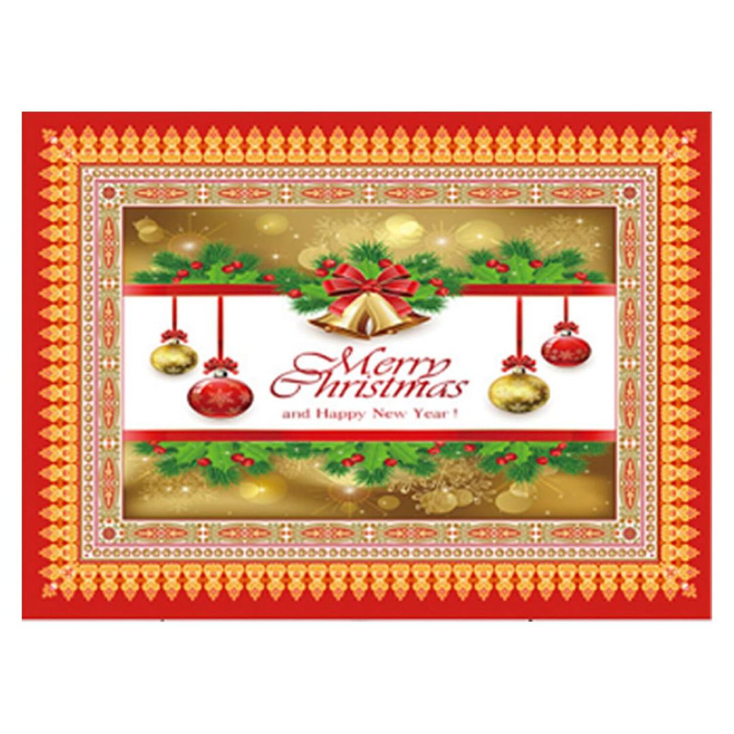 Mantel Navidad Merry Christmas Dorado Poli&eacute;ster 137x200 Cm image number 4.0