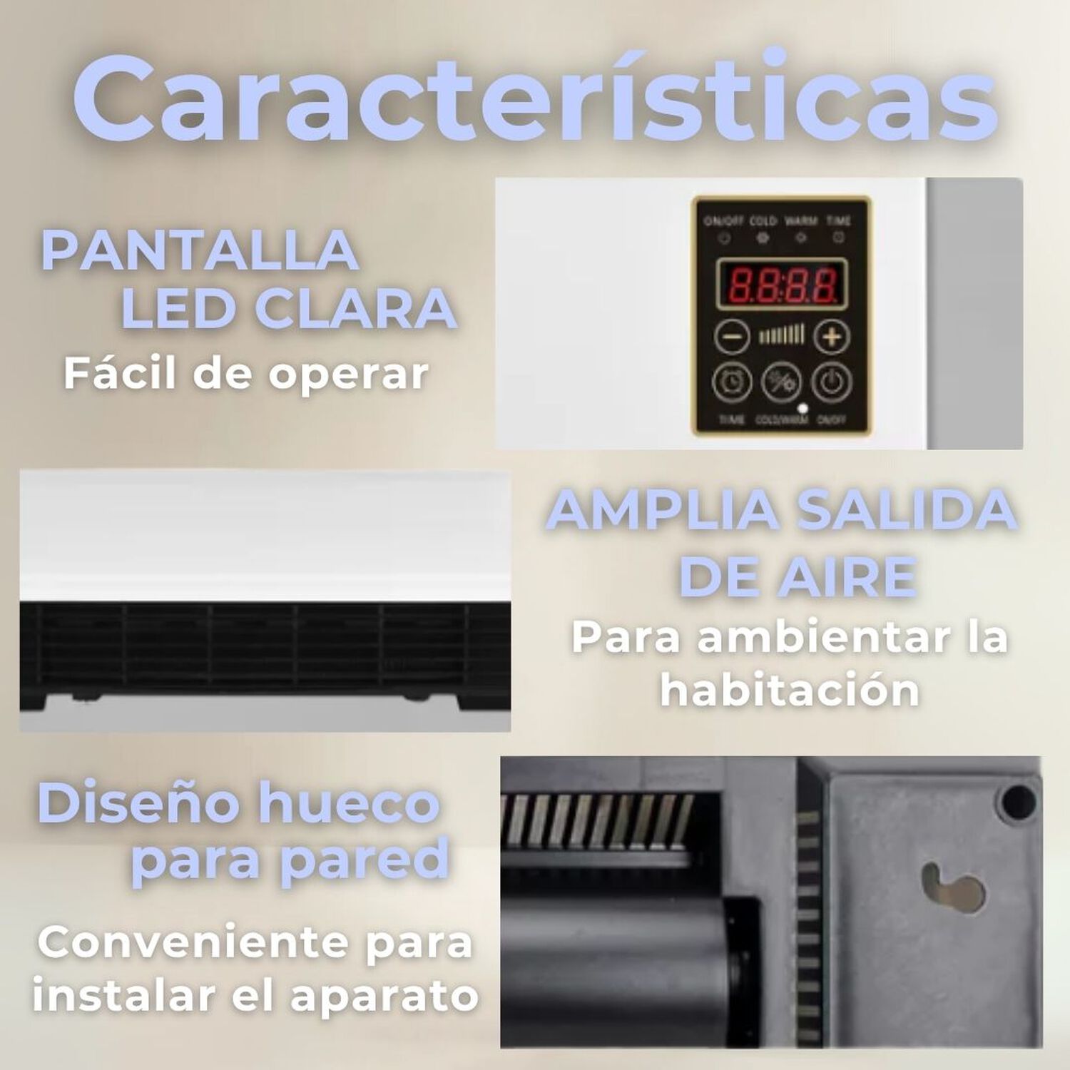 Calefactor Y Ventilador 2 En 1 Port&aacute;til Modular Pared Mesa image number 7.0