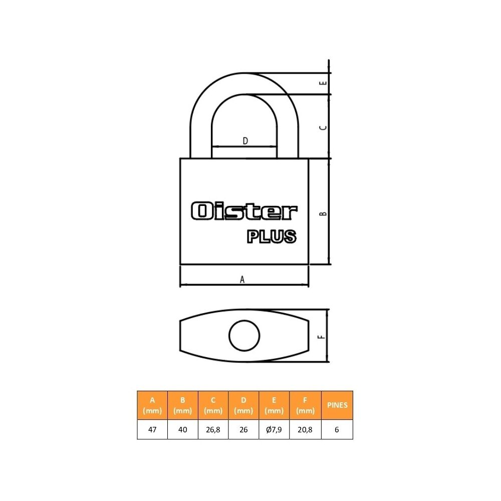 Candado Oister Plus 50mm image number 3.0