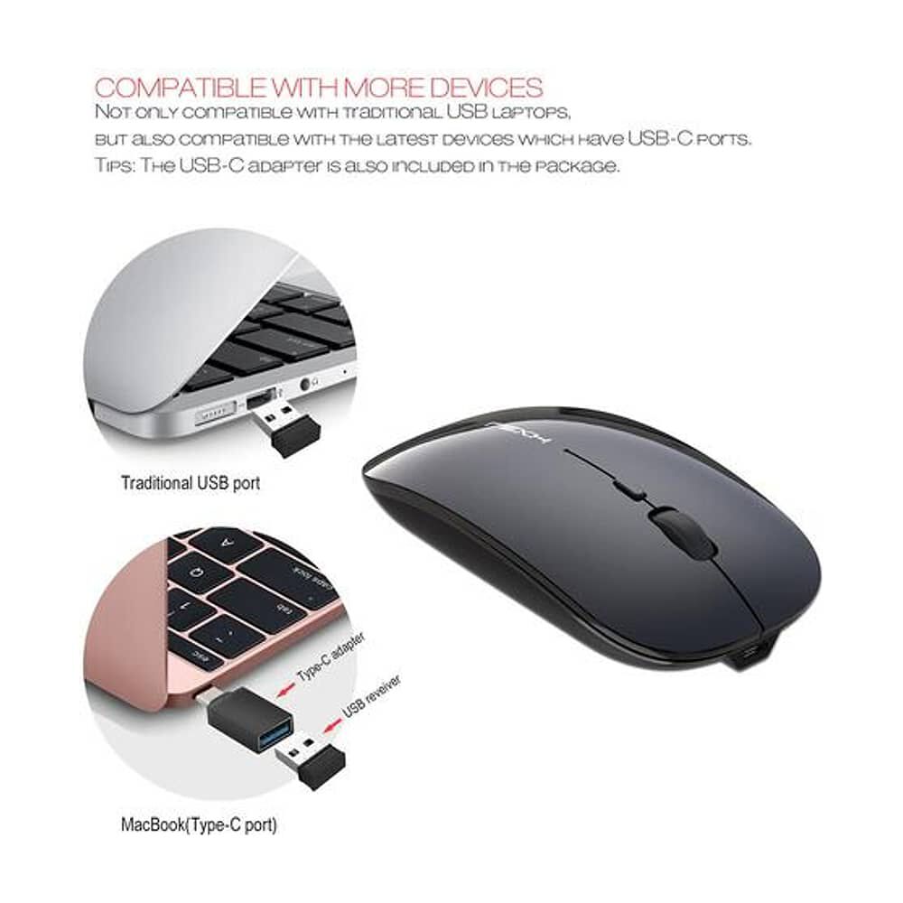 Mouse Raton Recargable Usb Silencioso Dpi Inal&aacute;mbrico 2,4ghz Y Optico Pc Notebook Bt Ergon&oacute;mico) image number 3.0