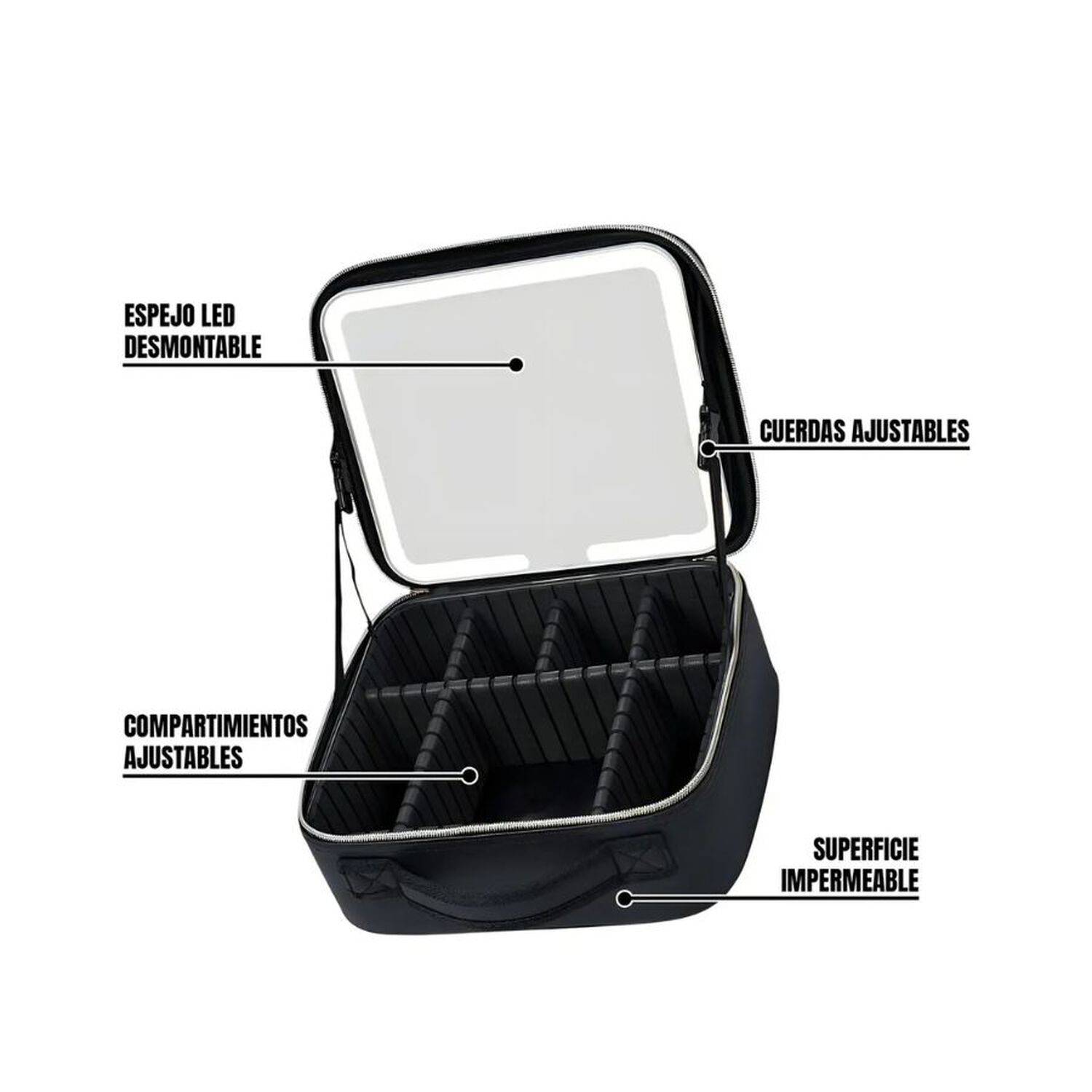 Maletin Maquillaje Con Espejo Led Organizador Portatil image number 5.0