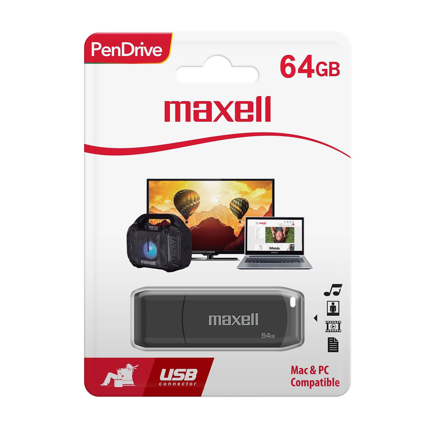 Pendrive Maxell Usbpd 64gb 2.0 Negro image number 1.0