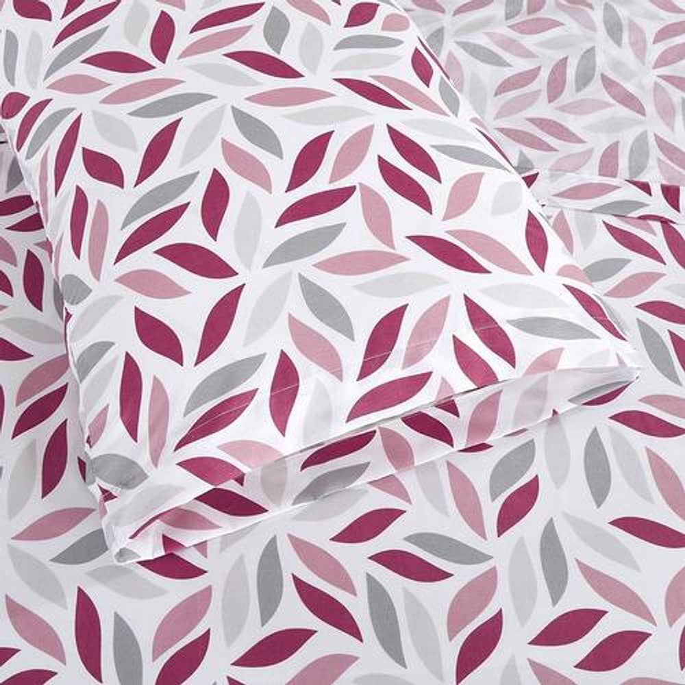Sabana Andes Microfibra Estampada Hoja Frambuesa 2 Plaza image number 1.0