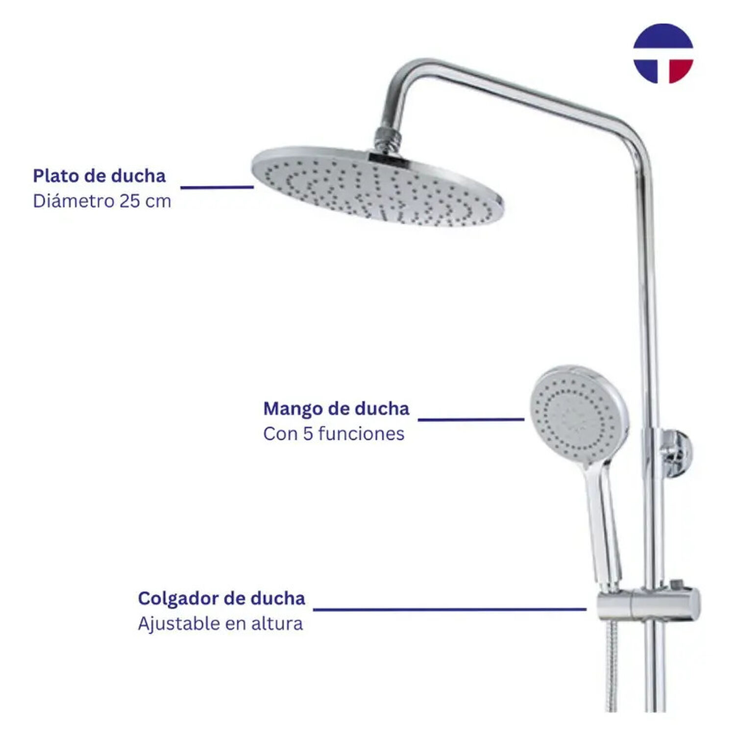 Columna De Ducha Circular Con Monomando Taumm Color Cromo image number 1.0