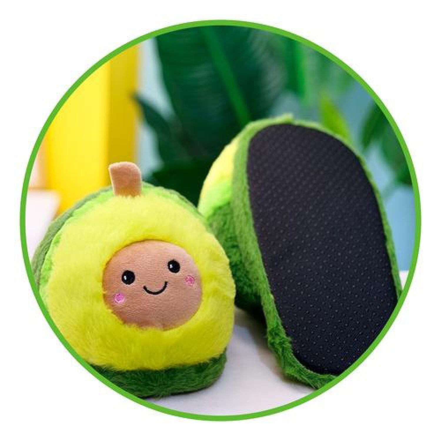 Pantuflas 3d Palta Carita Kawaii Cute Aguacate Avocado image number 3.0