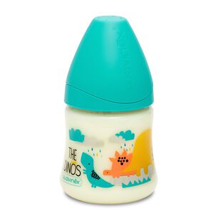 Mamadera 150ml Tetina Redonda Silicona Dino Celeste +0m
