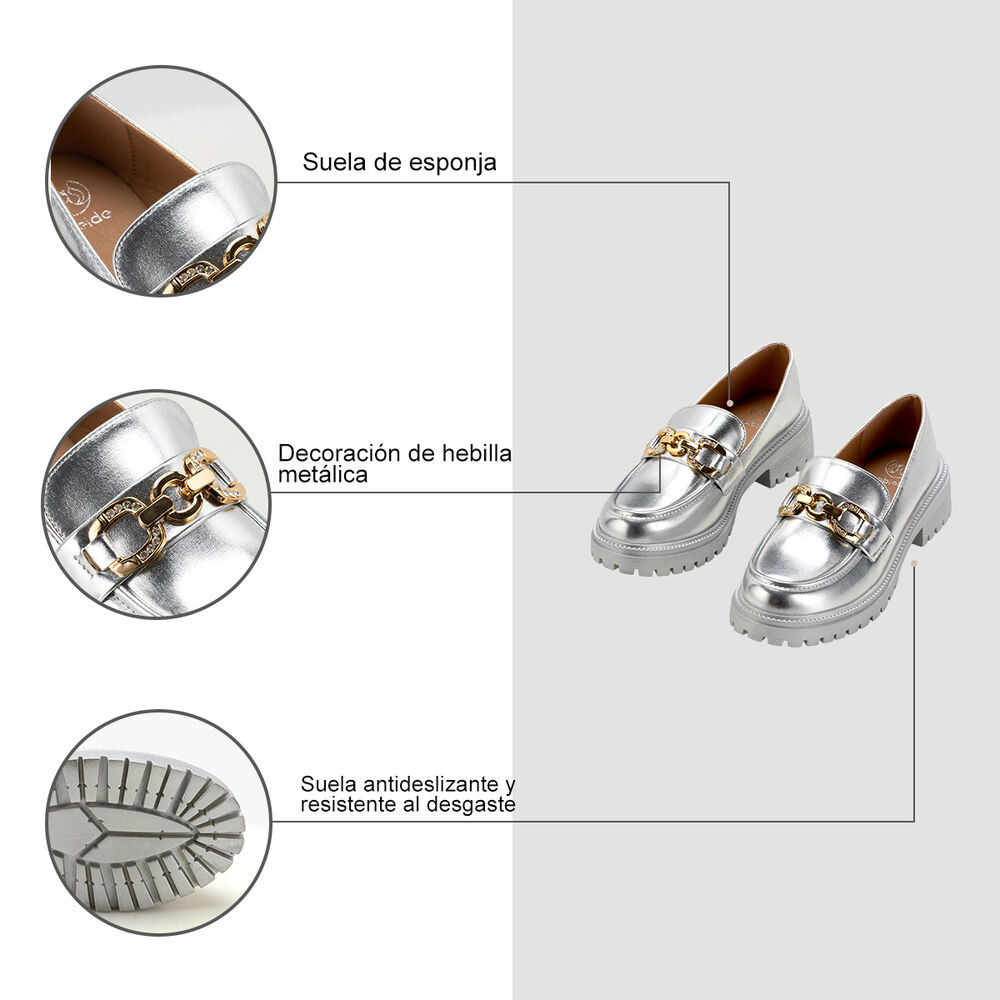 Zapato Taco Casual Eco Cuero Mujer Plateado Weide Jn20 image number 5.0