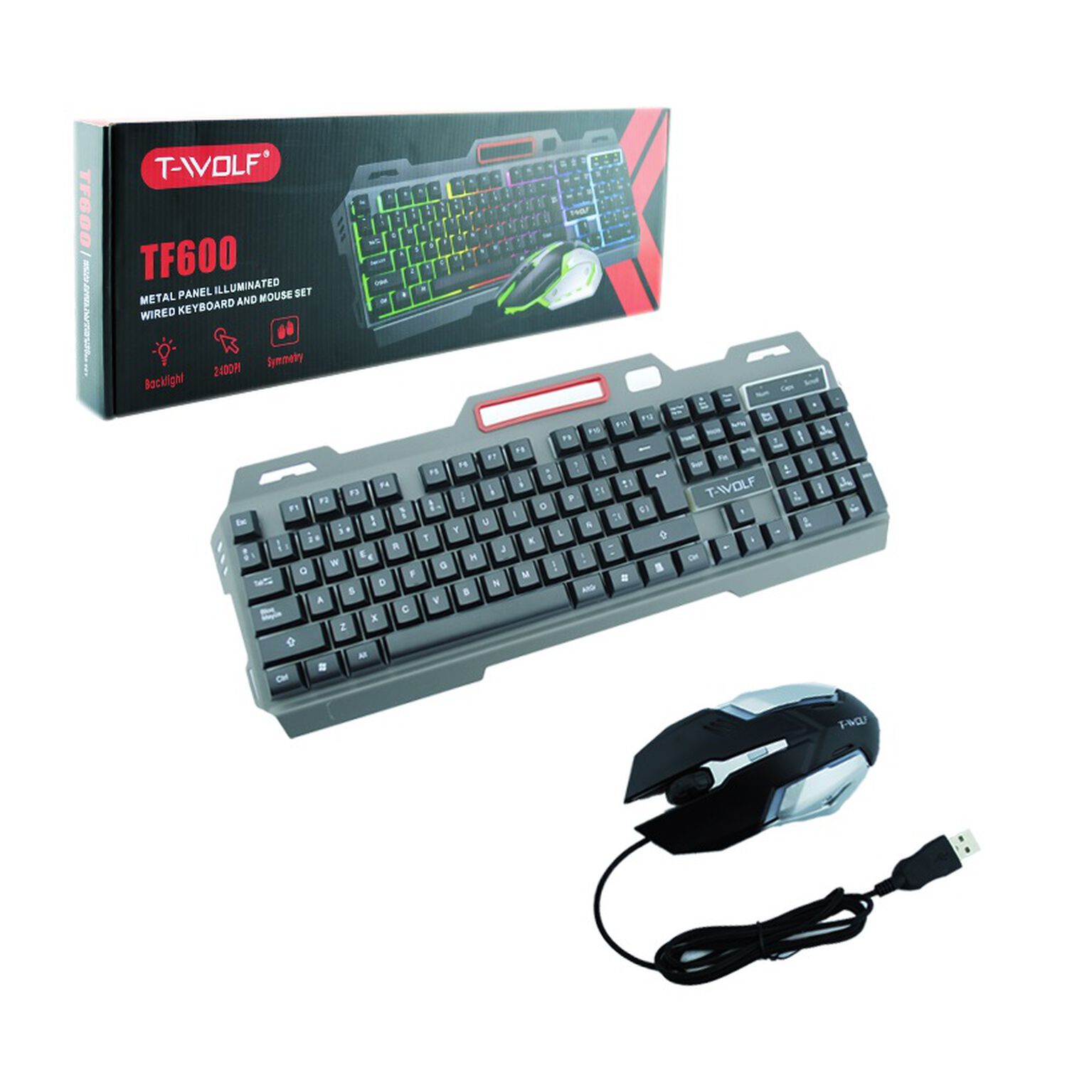 Teclado M&aacute;s Mouse Cable T-wolf Gamer Pro T600 Teclado Numerico Retroiluminado image number 3.0