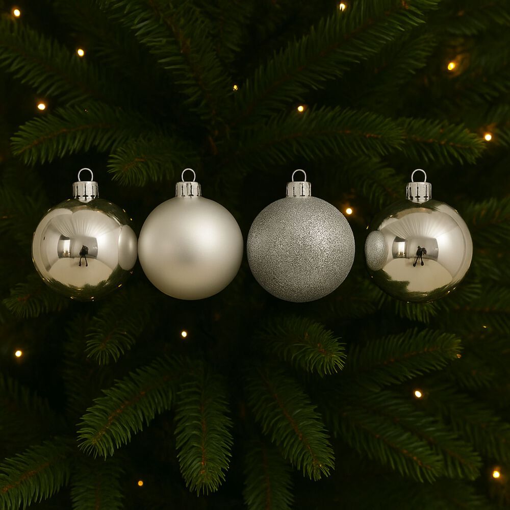 4 Bambalinas Esferas Navideña Plateado 12cm Decoracion Navidad image number 1.0
