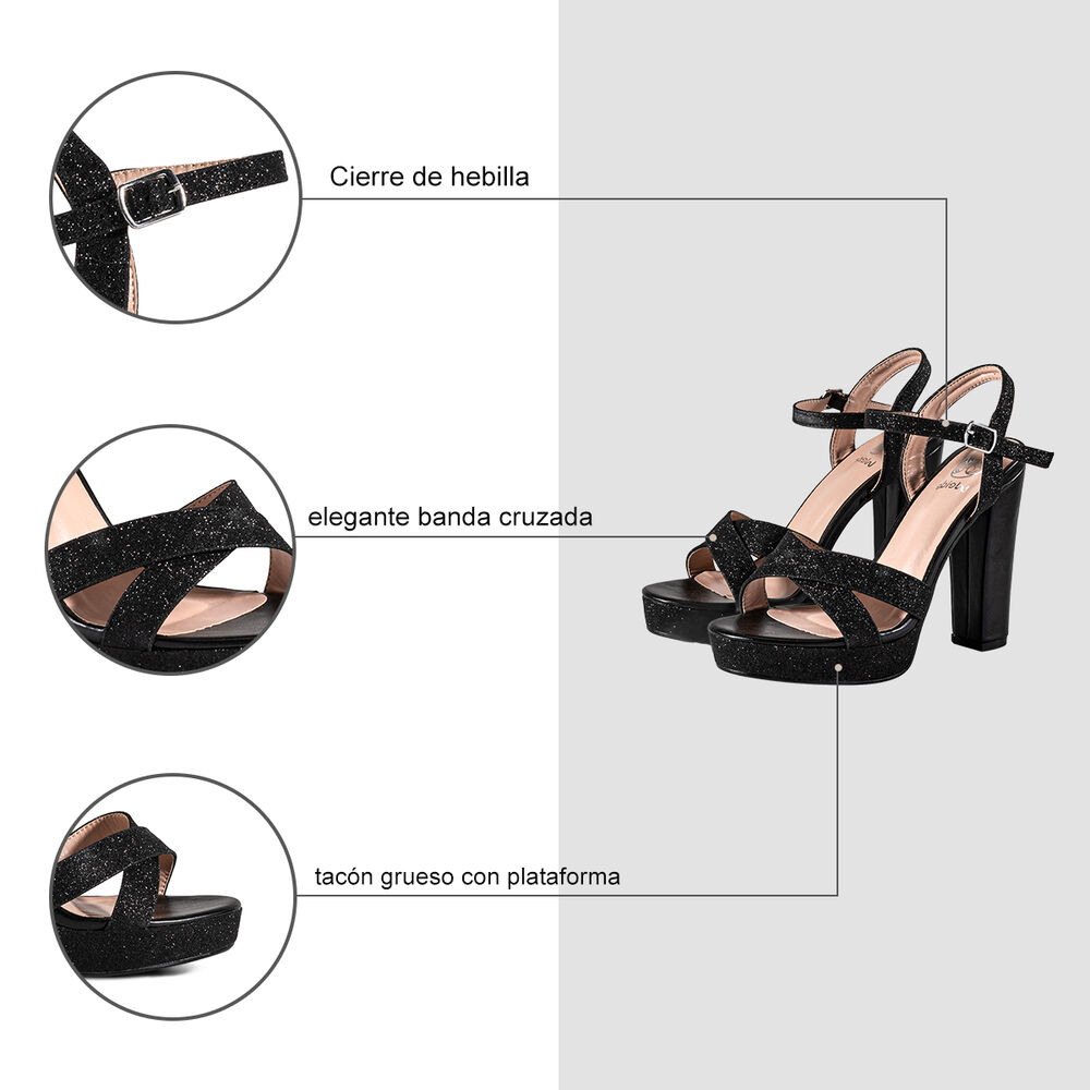 Sandalia Taco Alto Negro Fiesta You225 Weide image number 6.0