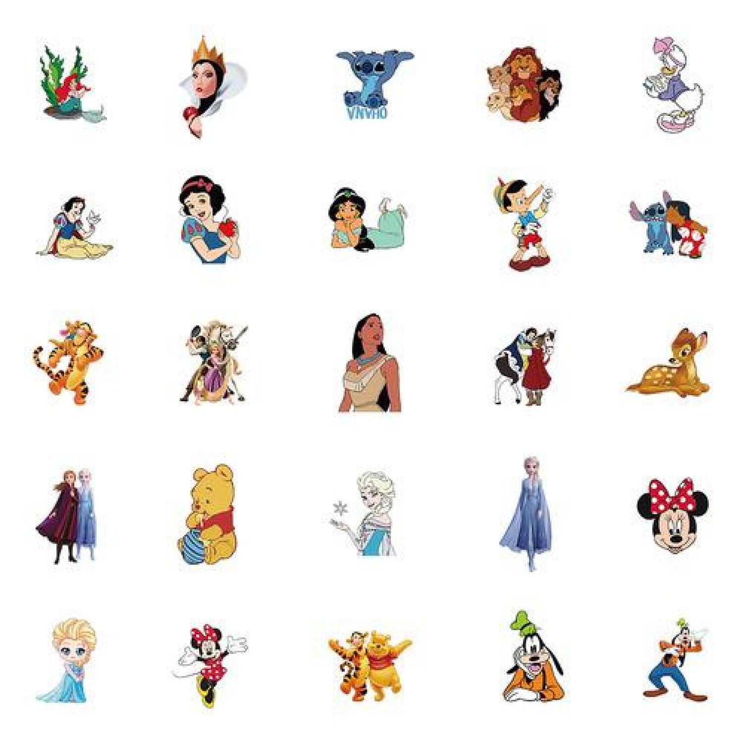 Pack 50 Sticker Dibujos Animados Princesas Stich Mickey image number 4.0