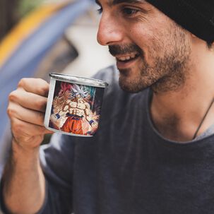 Taza Enlozada Lechera Goku Ultra Instinto Dominado
