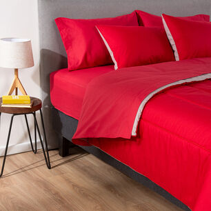 Plumon Bicolor Rojo Gris Arthome 1.5 Plaza