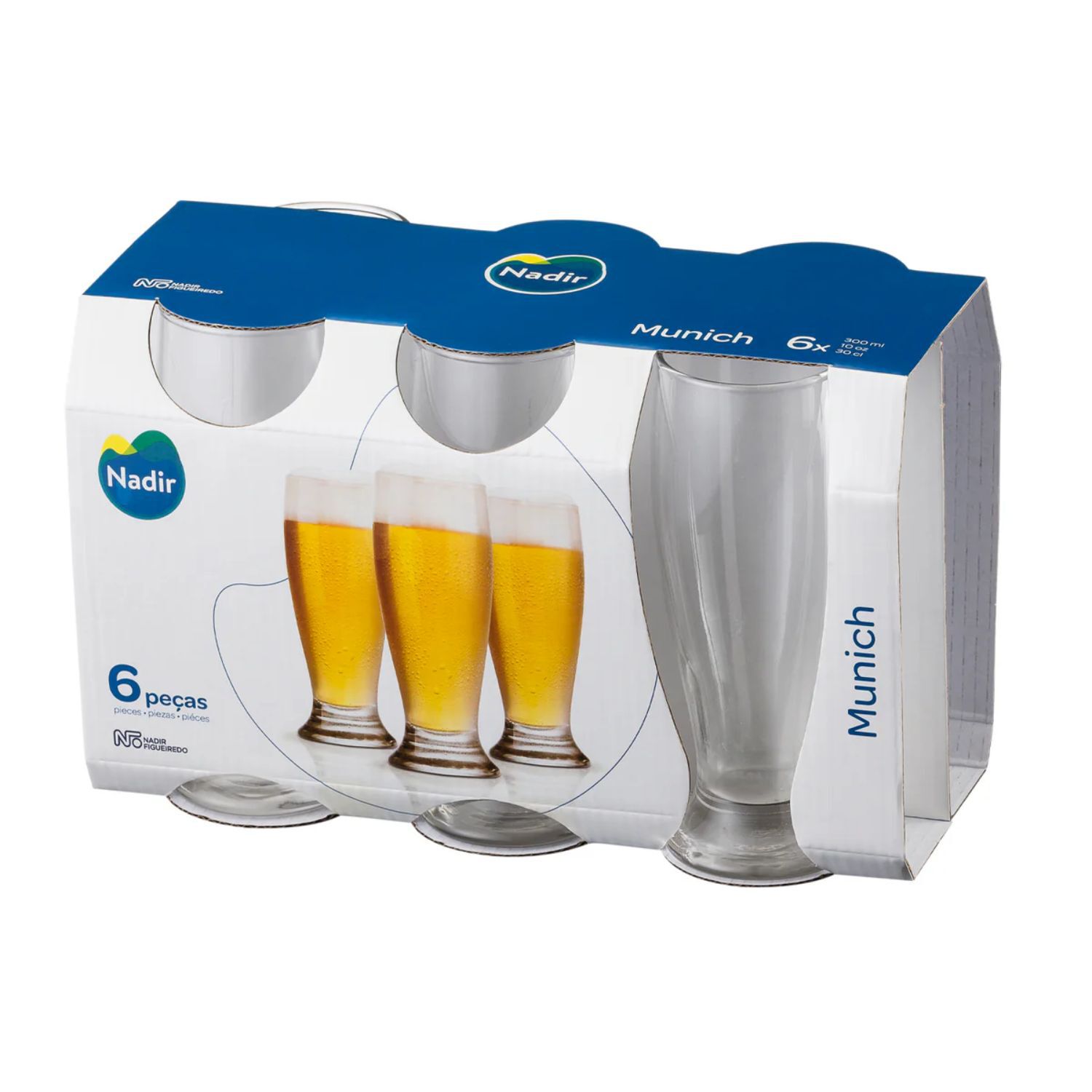 Set 6 Vasos Cerveceros Munich 300ml Nadir Transparente image number 0.0
